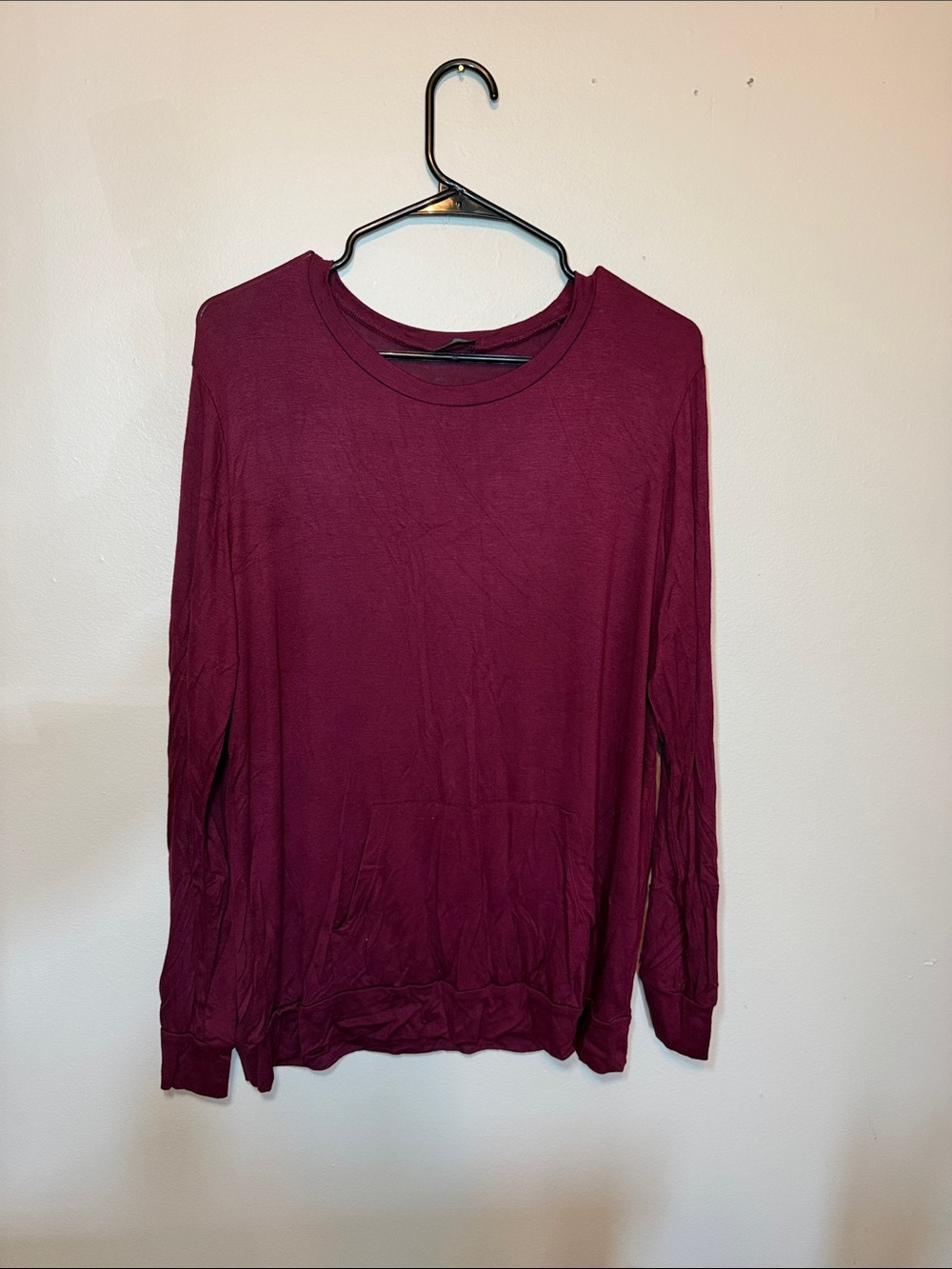 Everyday Long-Sleeve Crewneck Top in Burgundy